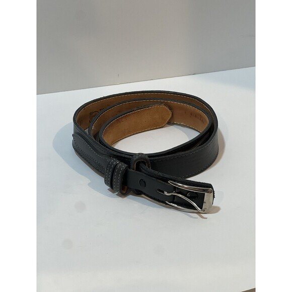 VTG Justin Genuine Leather Top Grain Cowhide Gray Silver Tone Buckle 38 Belt - Picture 1 of 11